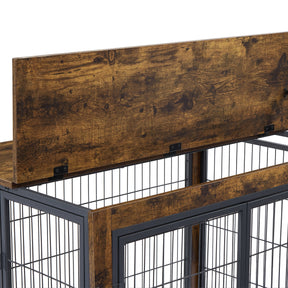 Furniture Dog Cage Crate with Double Doors on Casters