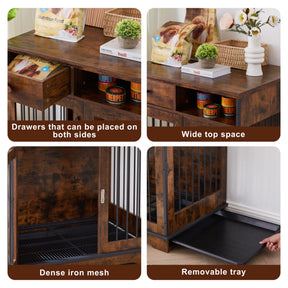 Furniture Dog crate, indoor pet crate end tables, decorative wooden kennels with removable trays