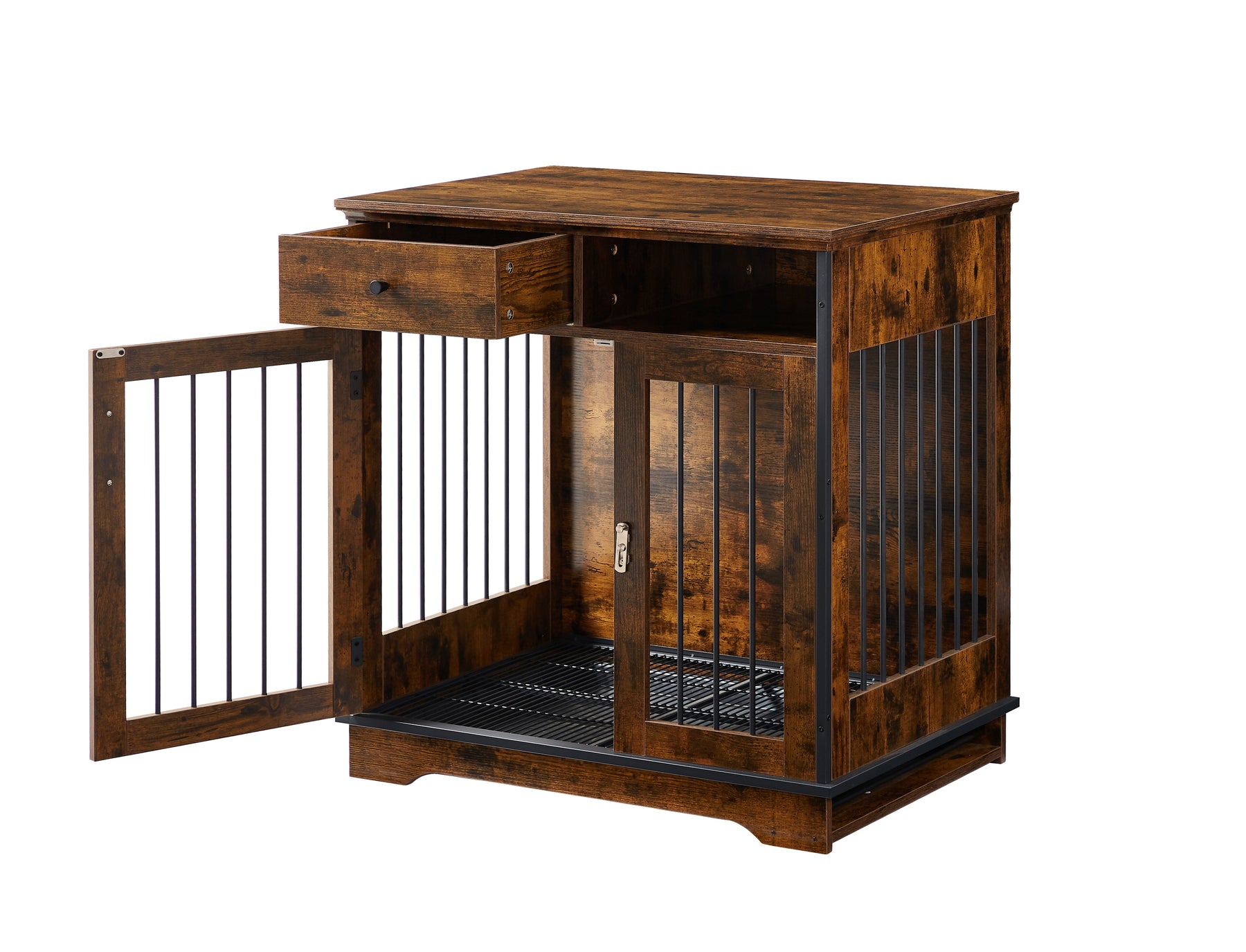 Furniture Dog crate, indoor pet crate end tables, decorative wooden kennels with removable trays