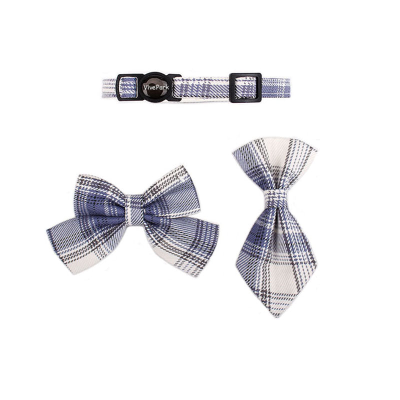 Uniform Plaid Cat Collar Bowtie