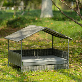 PE Rattan Dog Bed With Canopy