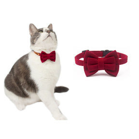 Twill Knit Fleece Cat Collar Bowtie