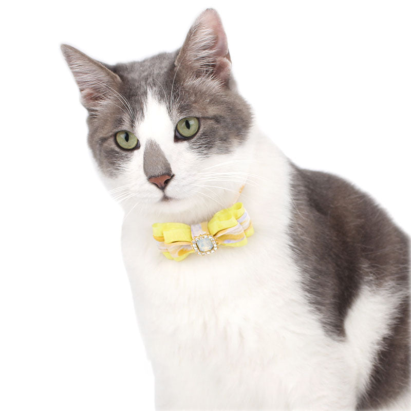 Tie-dye Cloth Rhinestone Cat Collar Bowtie