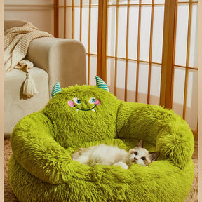 Plush Monster Hugs Bed