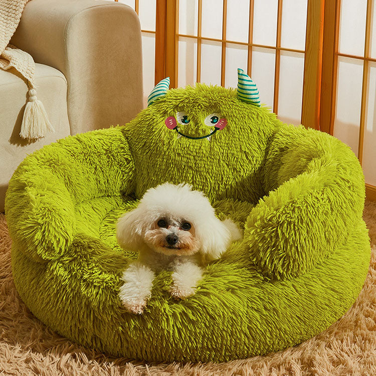 Plush Monster Hugs Bed