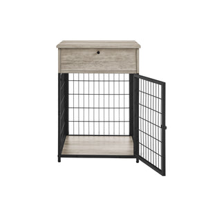 Furniture Style Wood Dog Crate End Table with Storage Console