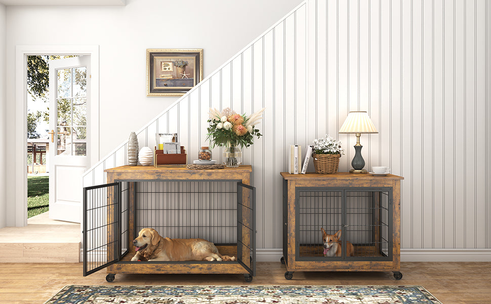 Furniture Dog Cage Crate with Double Doors