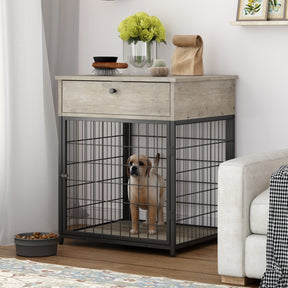 Furniture Style Wood Dog Crate End Table with Storage Console