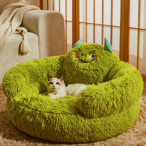 Plush Monster Hugs Bed