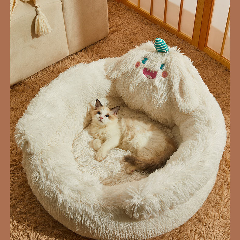 Plush Monster Hugs Bed