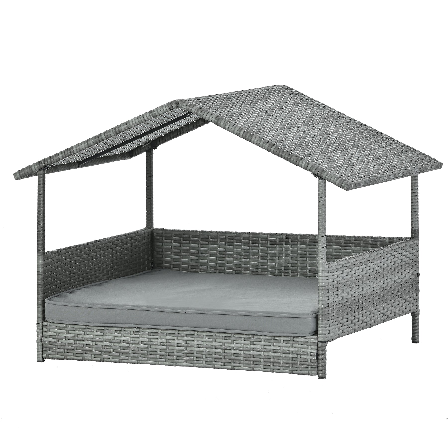 PE Rattan Dog Bed With Canopy