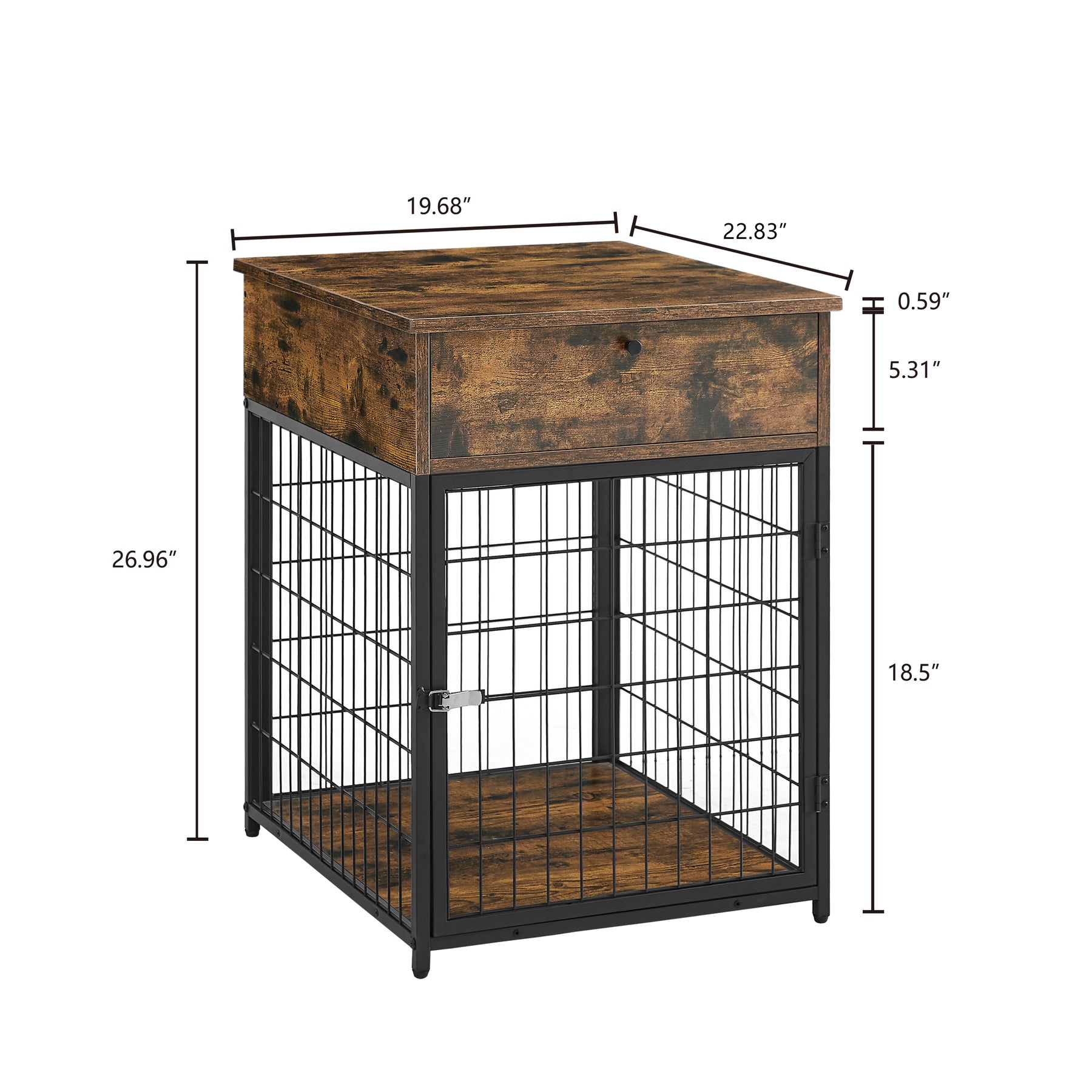 Furniture Style Wood Dog Crate End Table with Storage Console