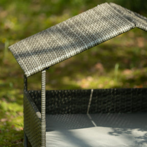 PE Rattan Dog Bed With Canopy