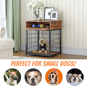 Furniture Style Wood Dog Crate End Table with Storage Console