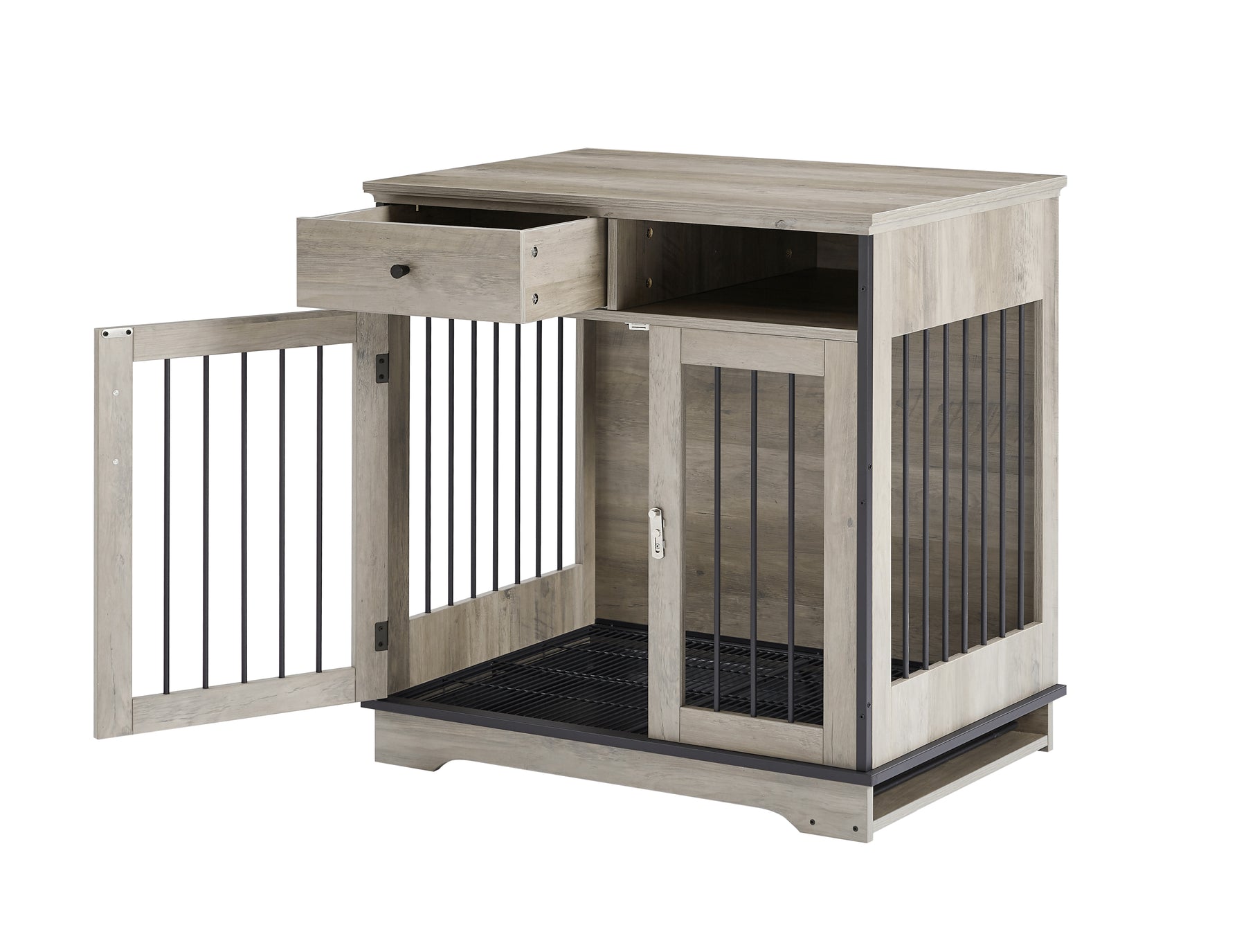 Furniture Dog crate, indoor pet crate end tables, decorative wooden kennels with removable trays