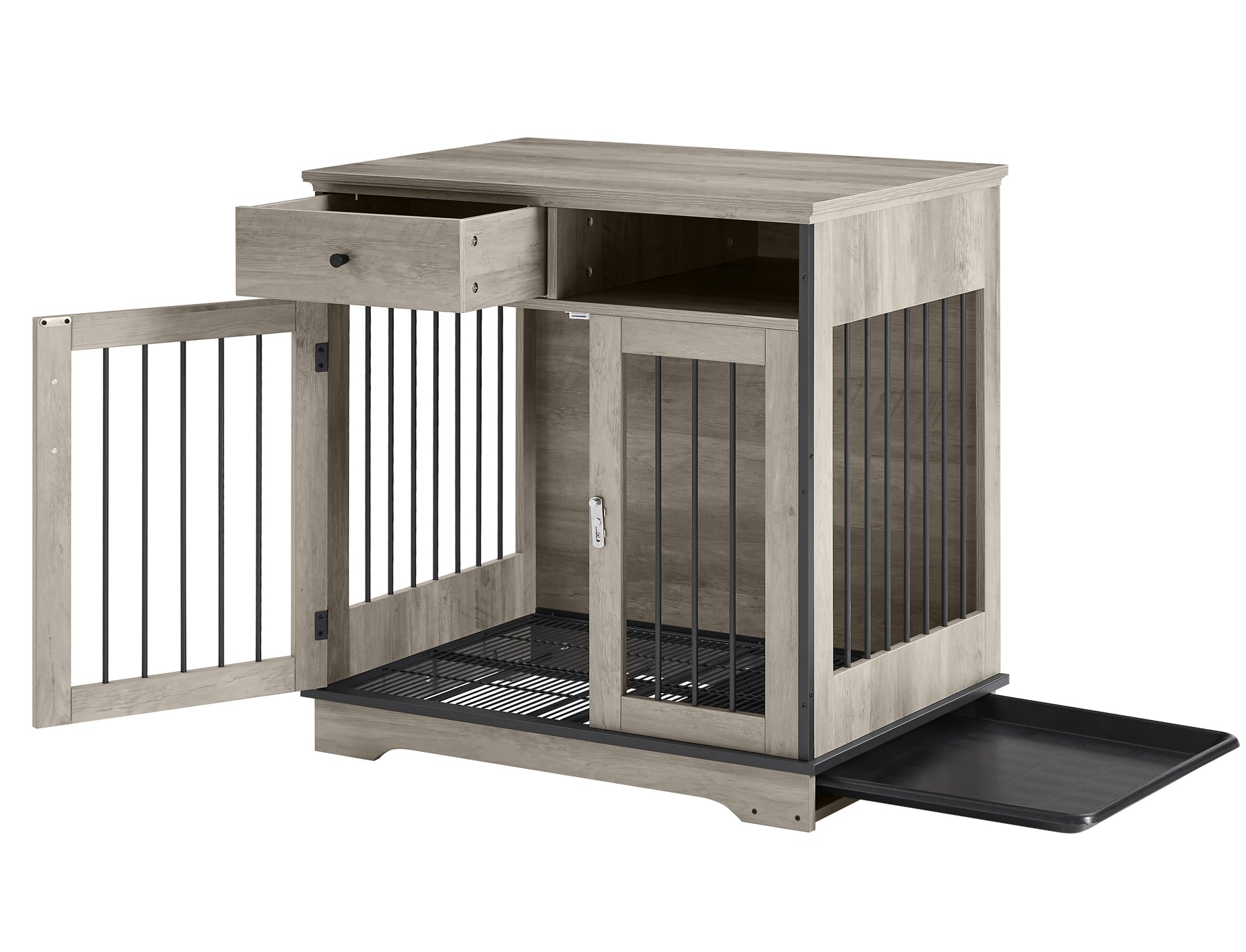 Furniture Dog crate, indoor pet crate end tables, decorative wooden kennels with removable trays