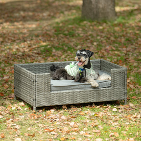 PE Rattan Dog Bed With Cushion