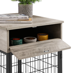 Furniture Style Wood Dog Crate End Table with Storage Console