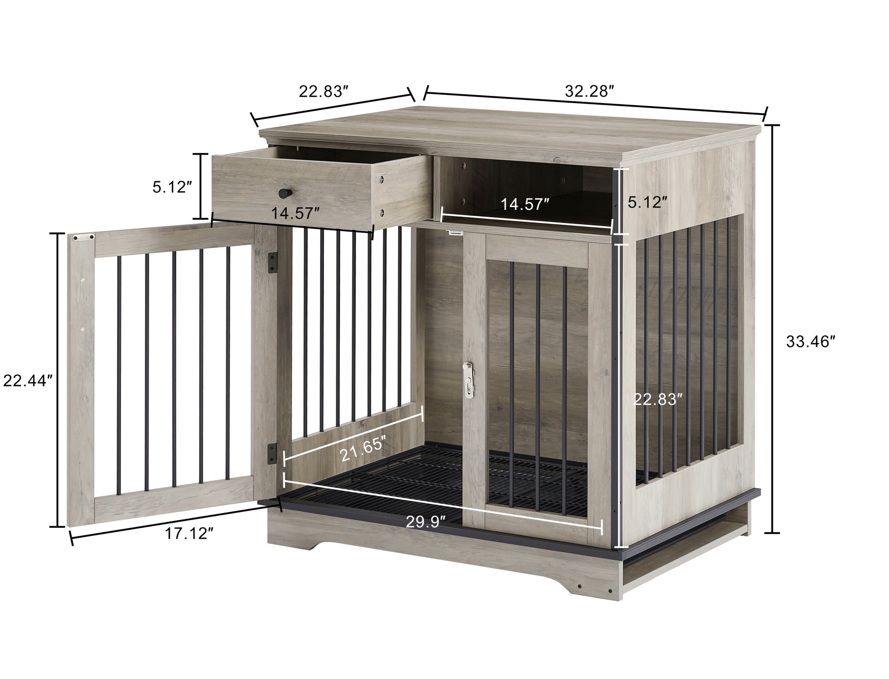 Furniture Dog crate, indoor pet crate end tables, decorative wooden kennels with removable trays