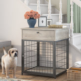 Furniture Style Wood Dog Crate End Table with Storage Console