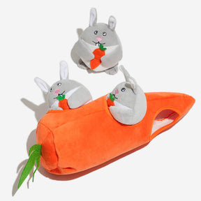 Plush Carrots Bunnies Burrow Doll Squeaky Dog Toy