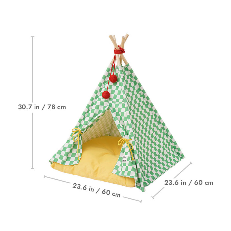 Green Lattice Cat Teepee Bed