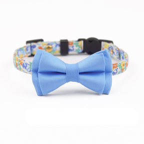 Color Print Striking Cat Collar Bowtie