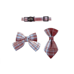 Uniform Plaid Cat Collar Bowtie