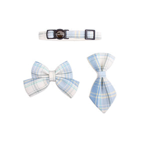 Uniform Plaid Cat Collar Bowtie