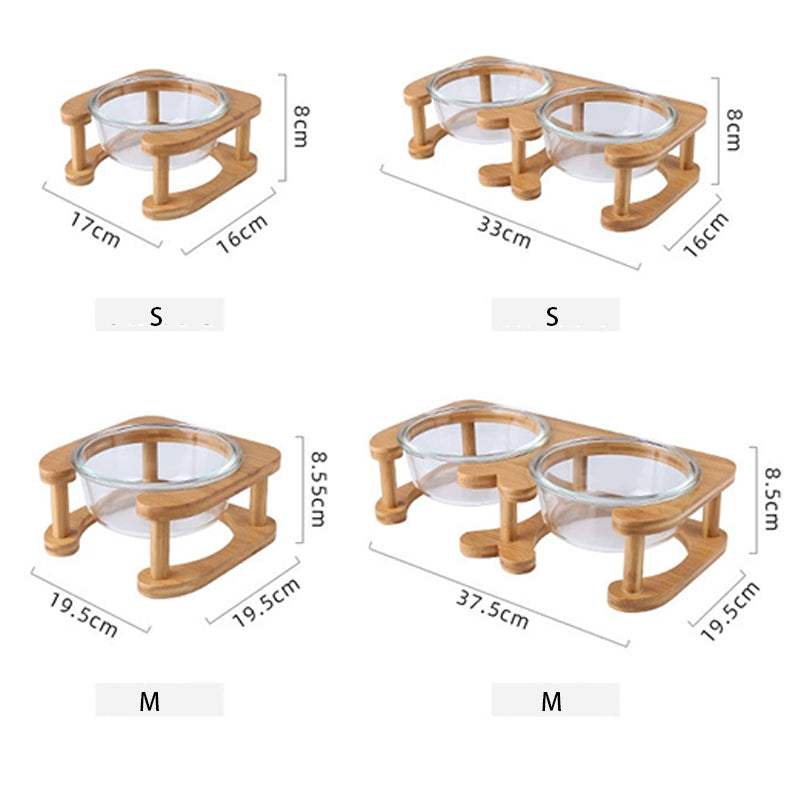 Transparent Wooden Cat Bowl