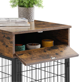 Furniture Style Wood Dog Crate End Table with Storage Console