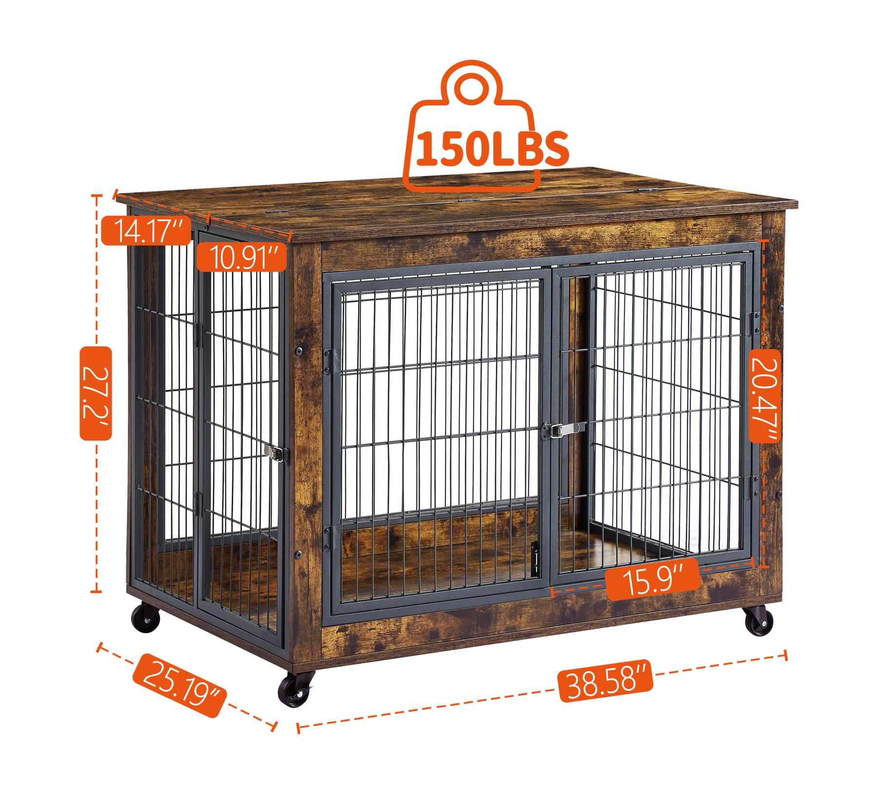 Furniture Dog Cage Crate with Double Doors