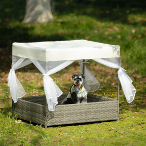 PE Rattan Dog Bed With Curtain