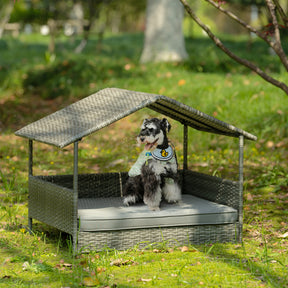 PE Rattan Dog Bed With Canopy