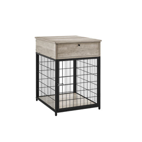 Furniture Style Wood Dog Crate End Table with Storage Console