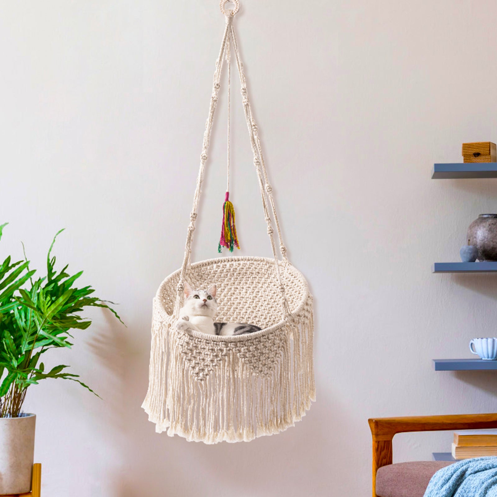 Boho Style Cotton Rope Braided Cat Hammock