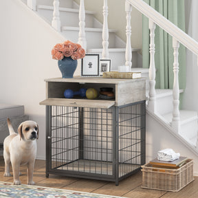 Furniture Style Wood Dog Crate End Table with Storage Console