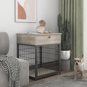 Furniture Style Wood Dog Crate End Table with Storage Console