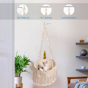 Boho Style Cotton Rope Braided Cat Hammock