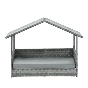 PE Rattan Dog Bed With Canopy