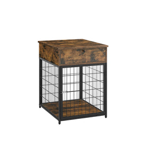 Furniture Style Wood Dog Crate End Table with Storage Console